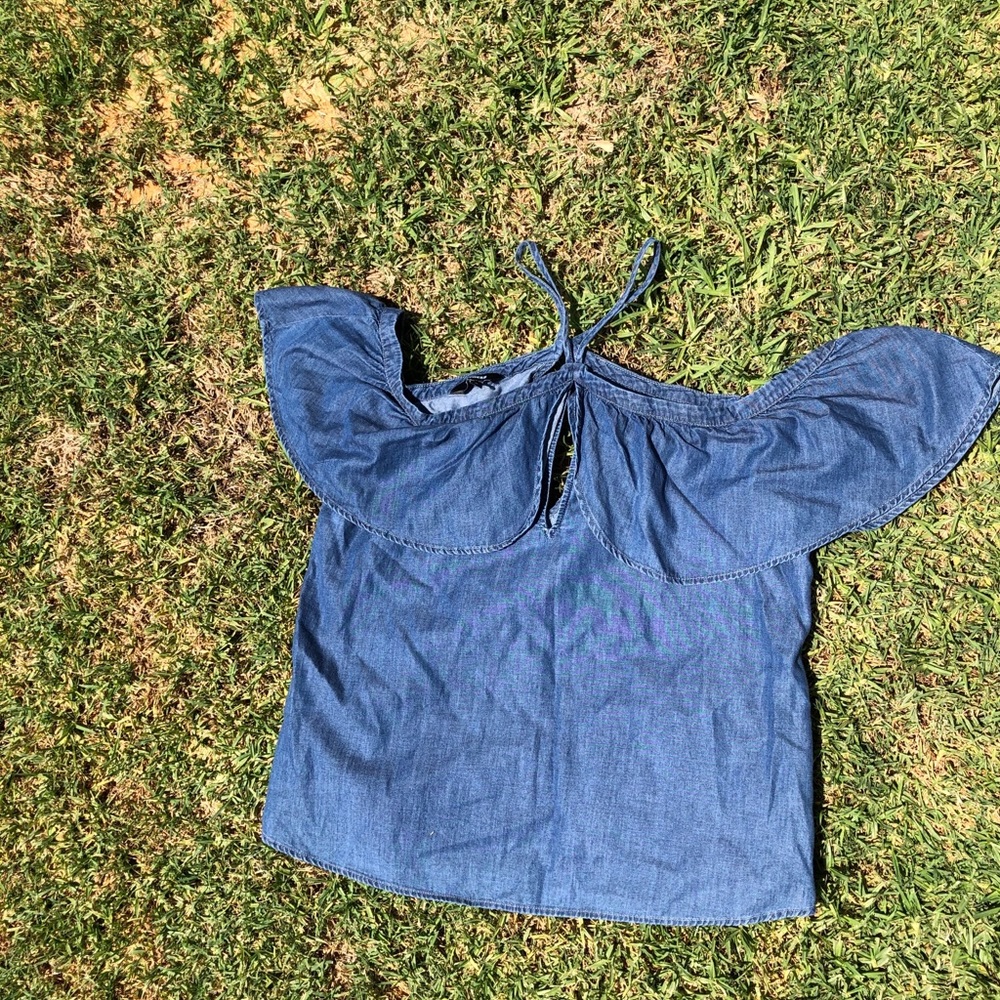 “Jean” Open Shoulders Blouse